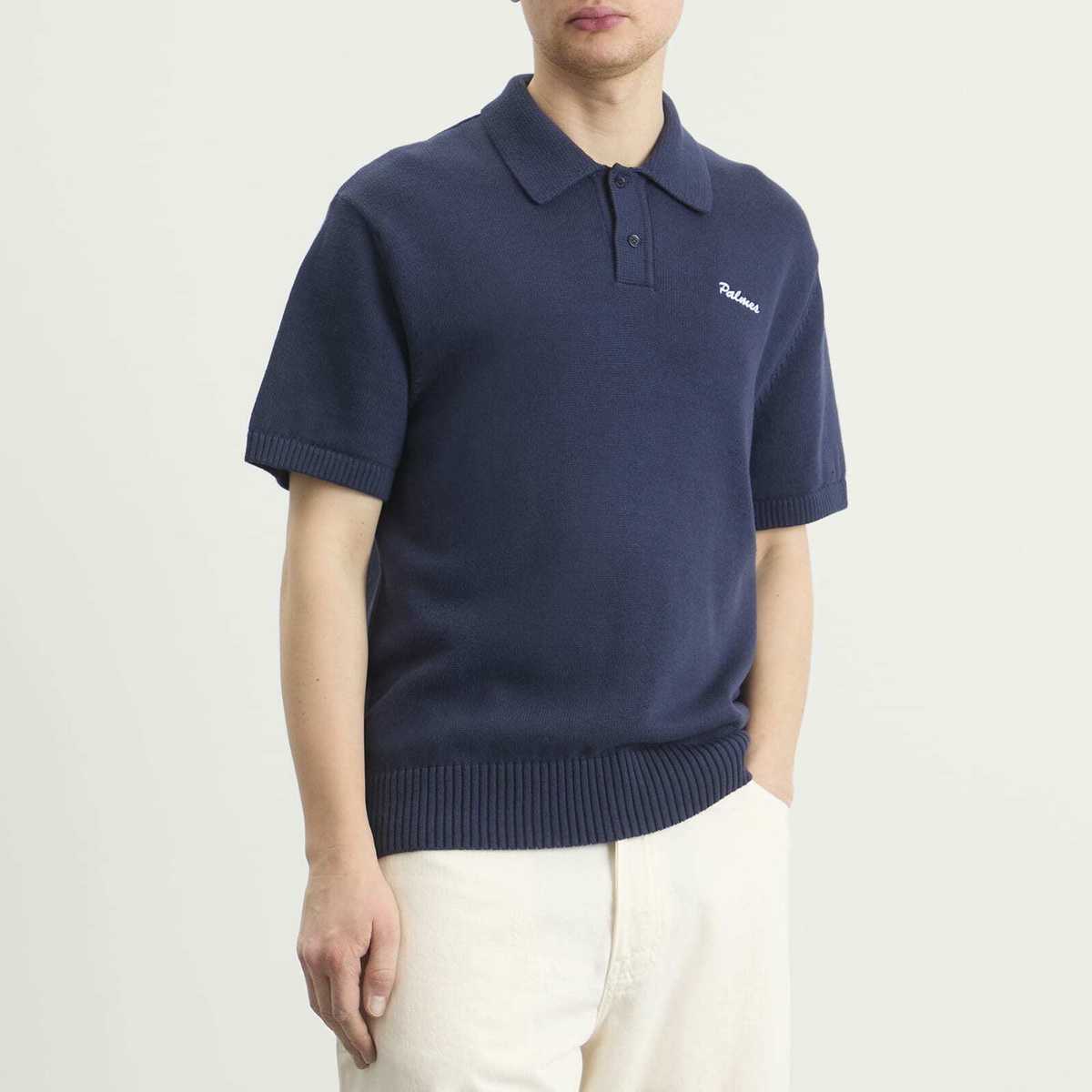 Palmes Men's Cotton Knit Polo in Navy