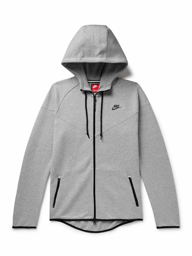 Photo: Nike - Logo-Print Cotton-Blend Tech Fleece Zip-Up Hoodie - Gray