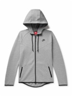 Nike - Logo-Print Cotton-Blend Tech Fleece Zip-Up Hoodie - Gray