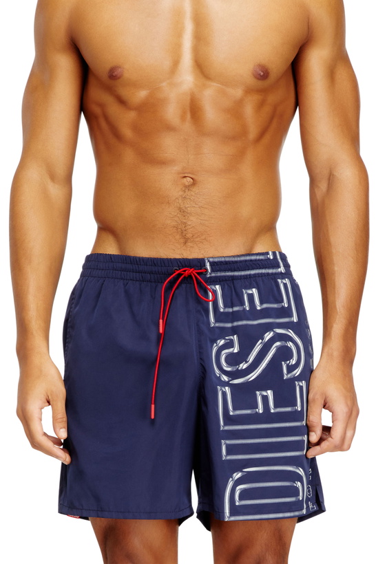 Photo: Diesel Swim shorts with oversized logo print - Swim shorts Mens in Blue