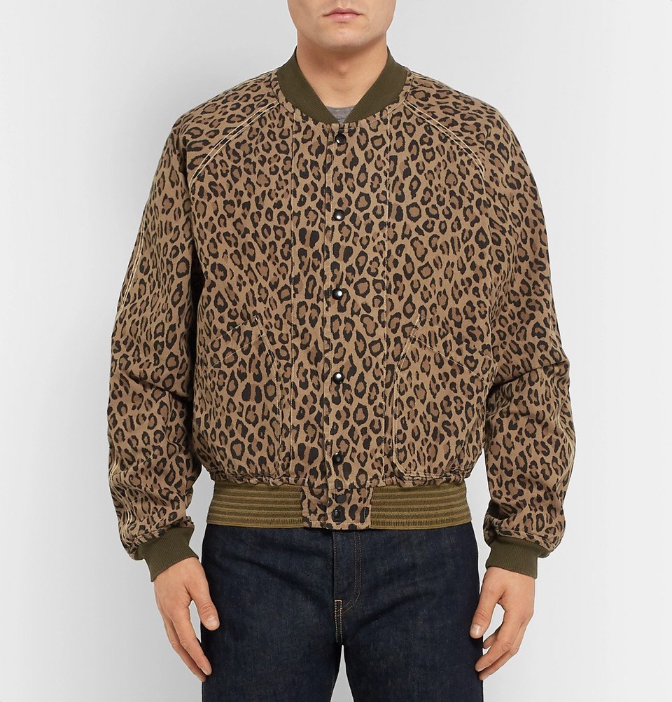 KAPITAL - Reversible Printed Herringbone Cotton Bomber Jacket