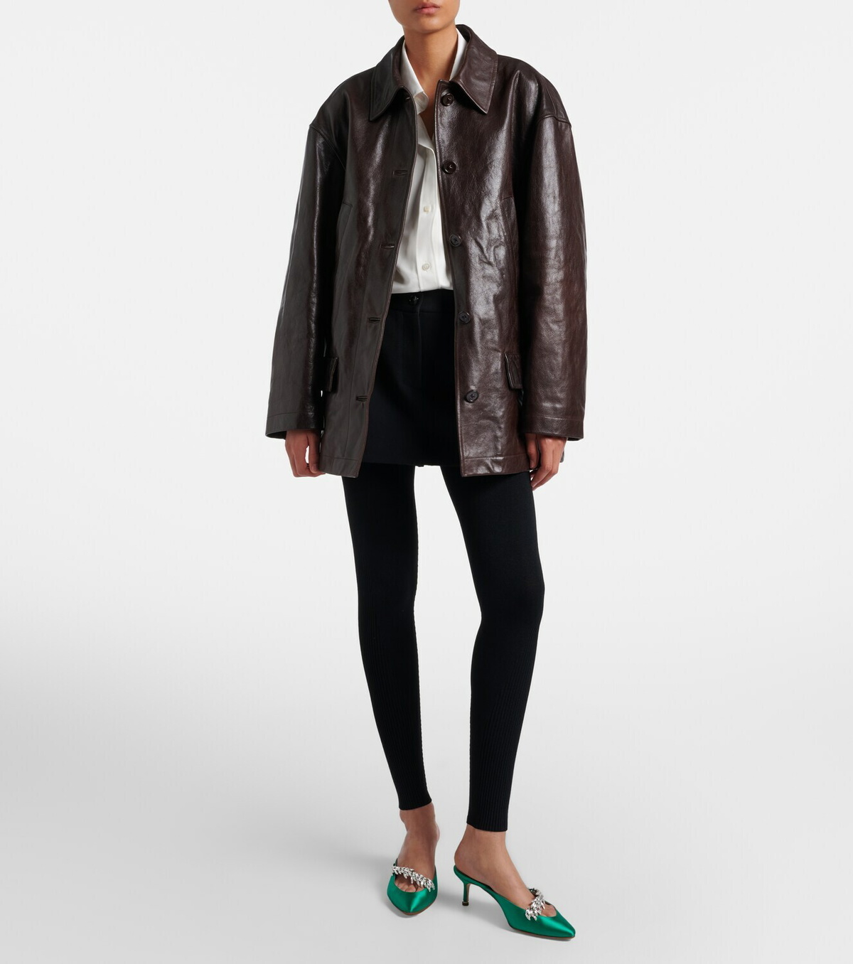 Balenciaga Oversized leather car coat