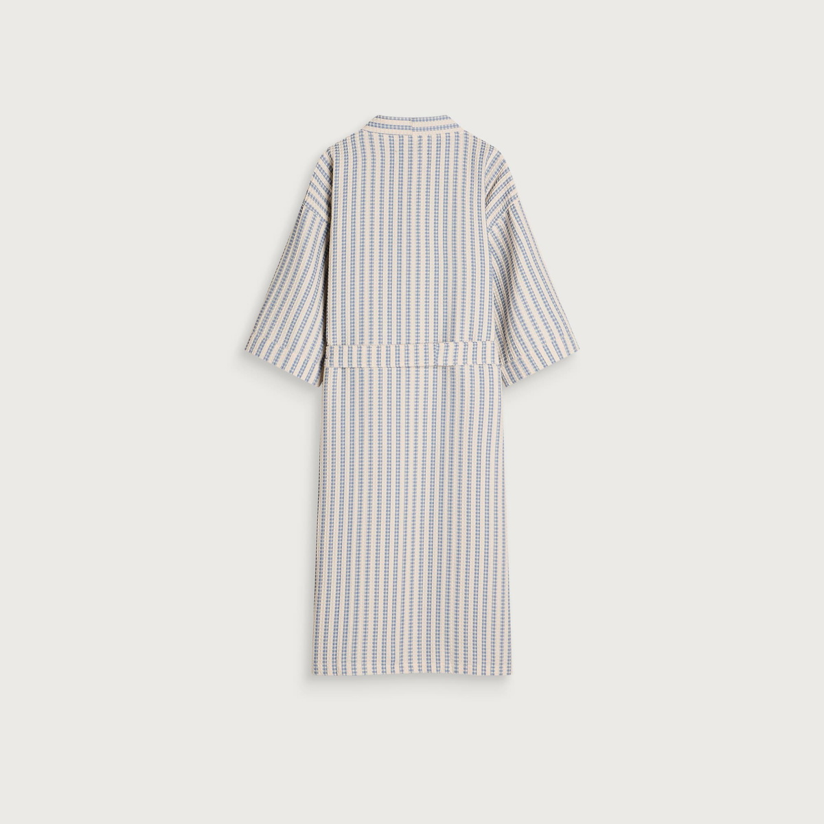 HAY Waffle Bathrobe in Stripe Dusty Blue