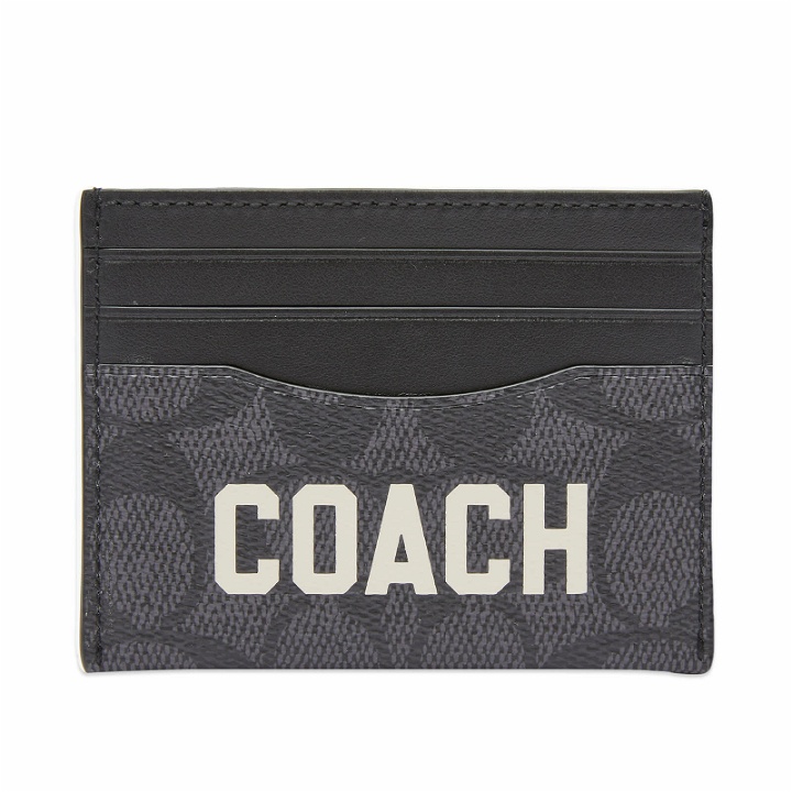 Photo: Coach Men's Graphic Card Holder in Charcoal Multi Signature Leather