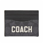 Coach Men's Graphic Card Holder in Charcoal Multi Signature Leather