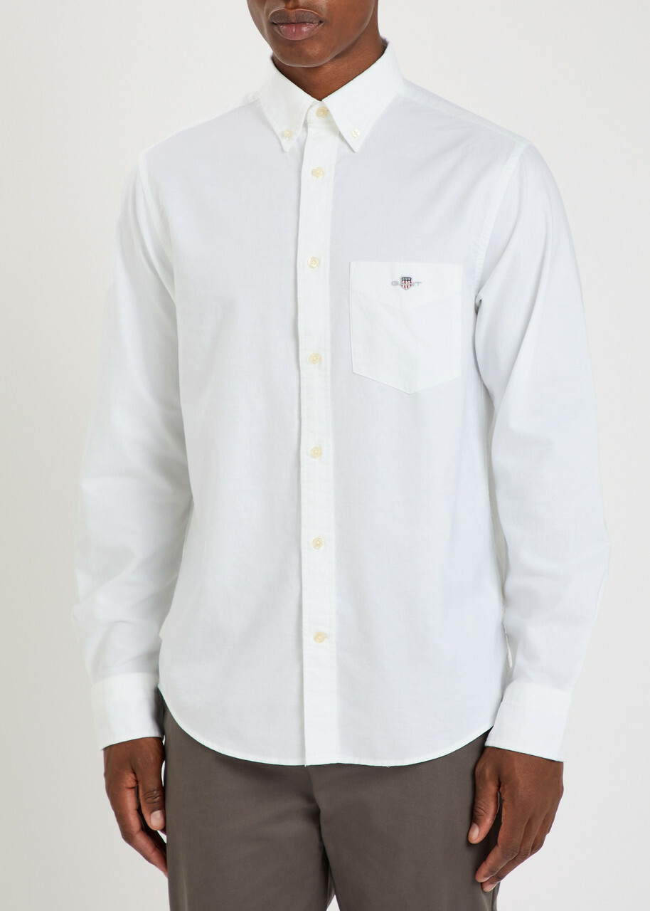 Gant Logo-embroidered Cotton Oxford Shirt White