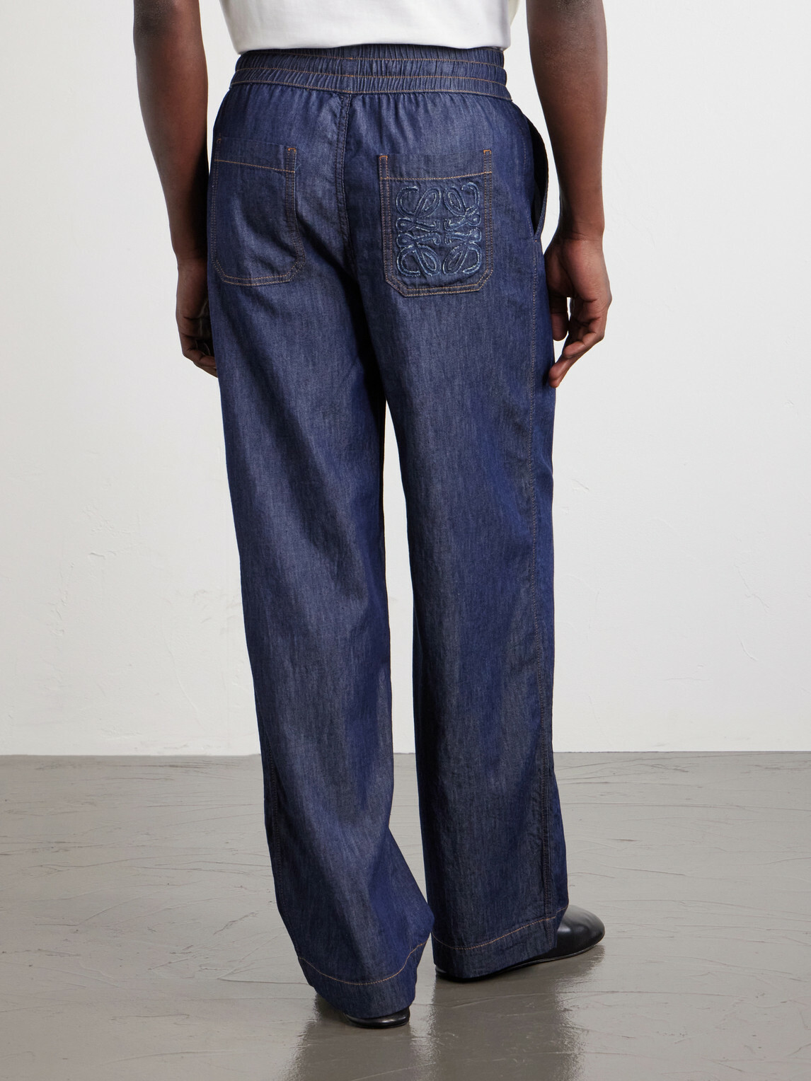 LOEWE - Anagram-Detailed Wide-Leg Jeans - Blue