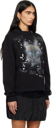 Maison MIHARA YASUHIRO Black Cat Printed Embellished Distressed Sweatshirt