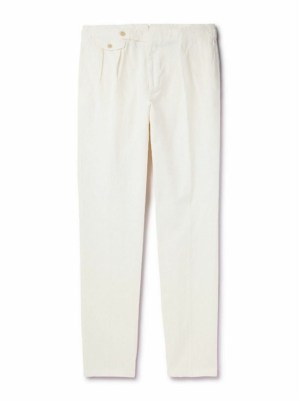 Photo: Polo Ralph Lauren - Slim-Fit Straight-Leg Pleated Cotton and Linen-Blend Suit Trousers - Neutrals
