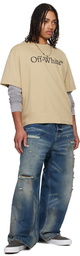 Off-White Beige Big Bookish Skate T-shirt