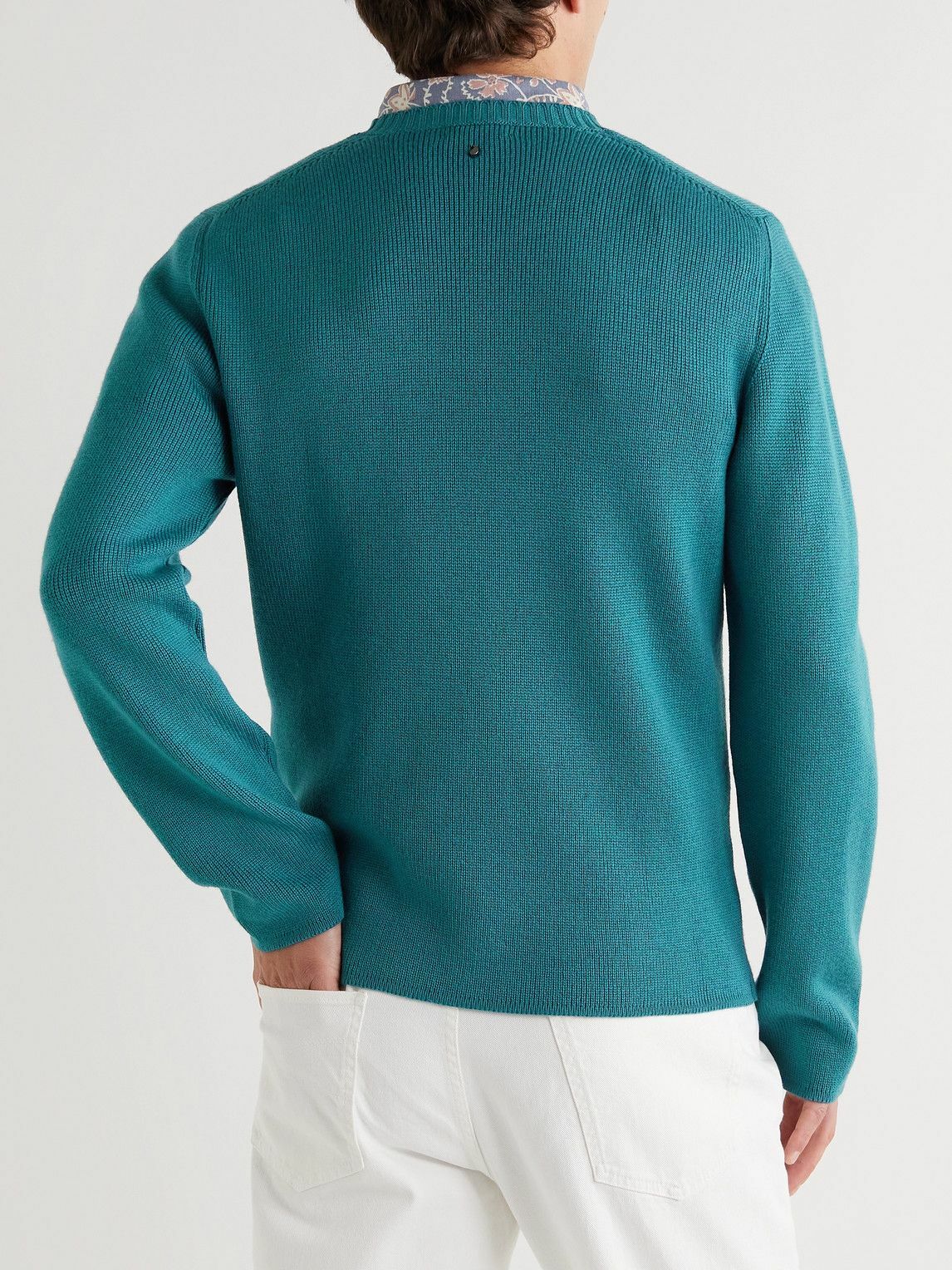 Etro - Logo-Flocked Virgin Wool Sweater - Blue