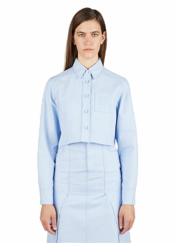 Photo: Raf Simons - Cropped Logo Patch Shirt in Blue