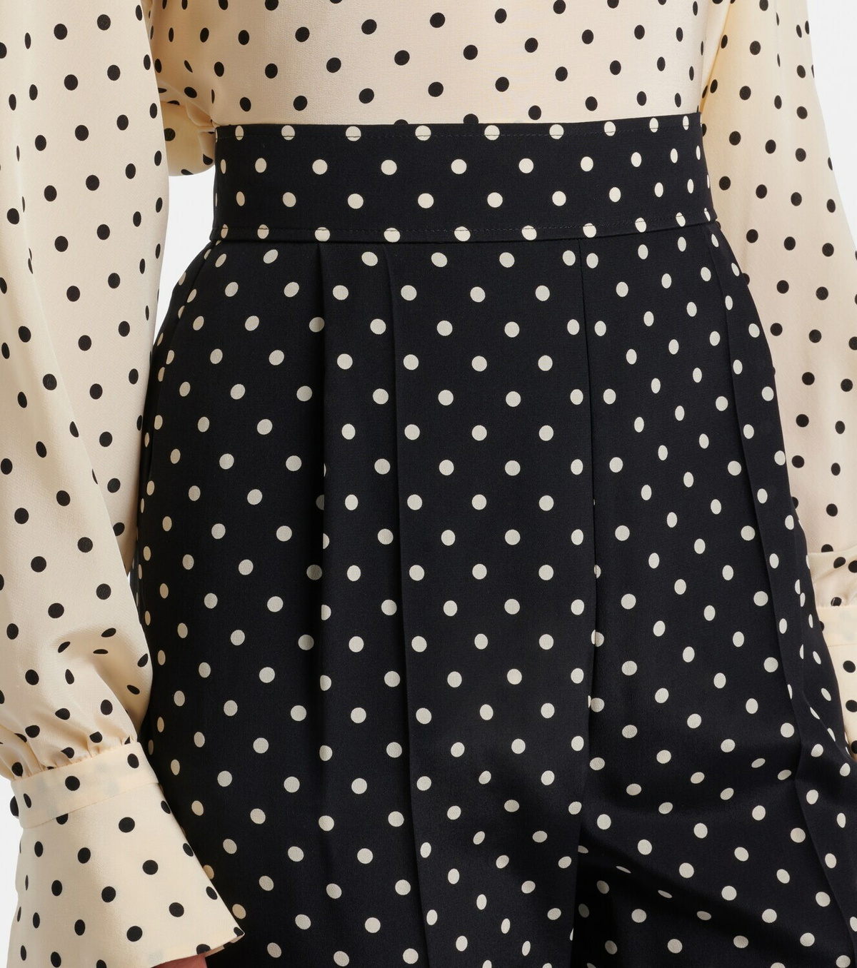 Valentino Silk crêpe de chine polka-dot straight pants