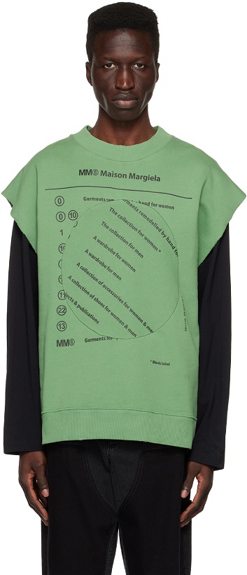 Photo: MM6 Maison Margiela Green Paneled Sweatshirt