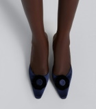 Manolo Blahnik Caulon floral-appliqué silk satin mules
