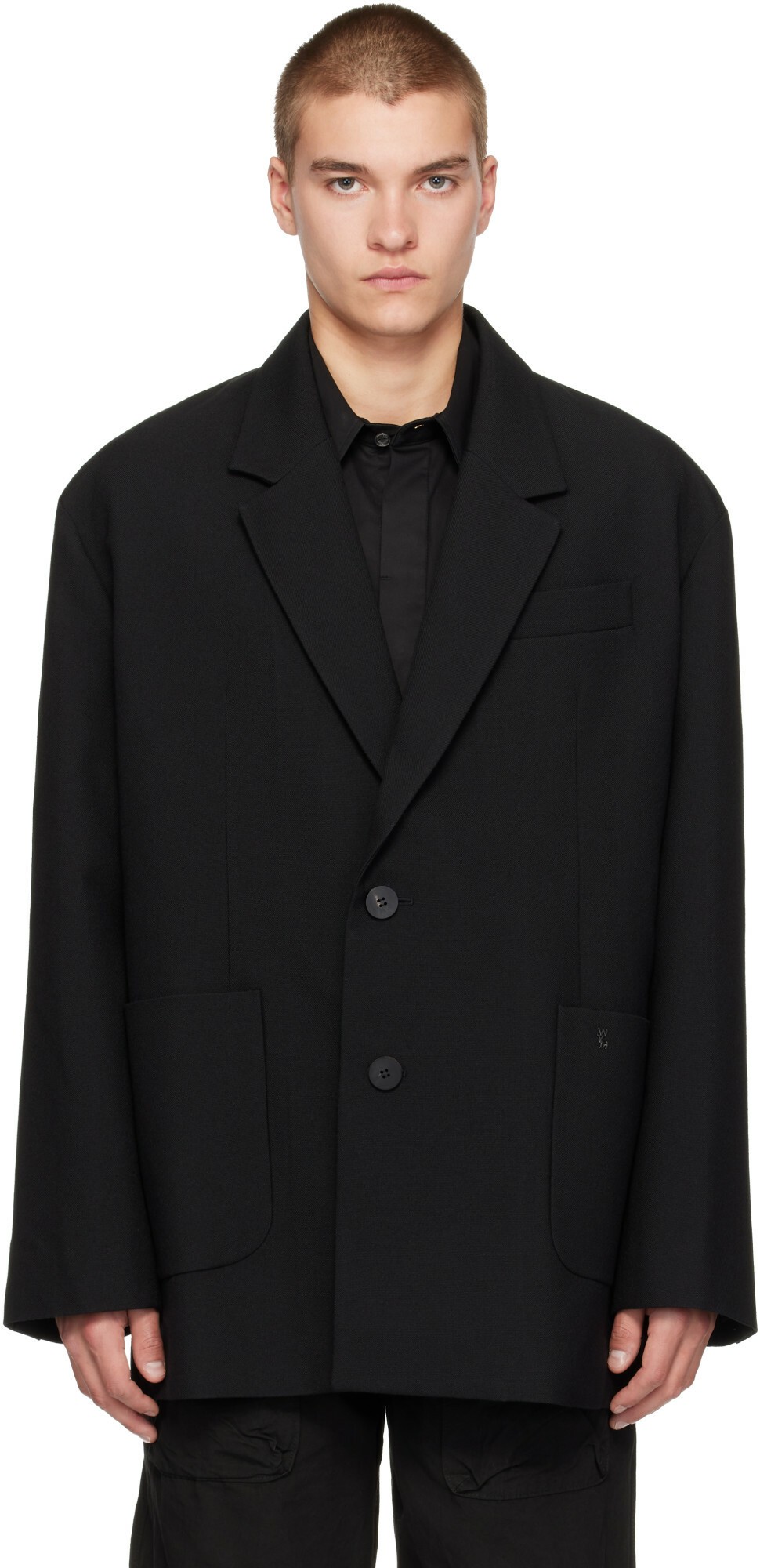 WOOYOUNGMI Black Oversized Wool Blazer