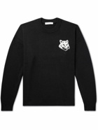 Maison Kitsuné - Logo-Intarsia Wool Sweater - Black