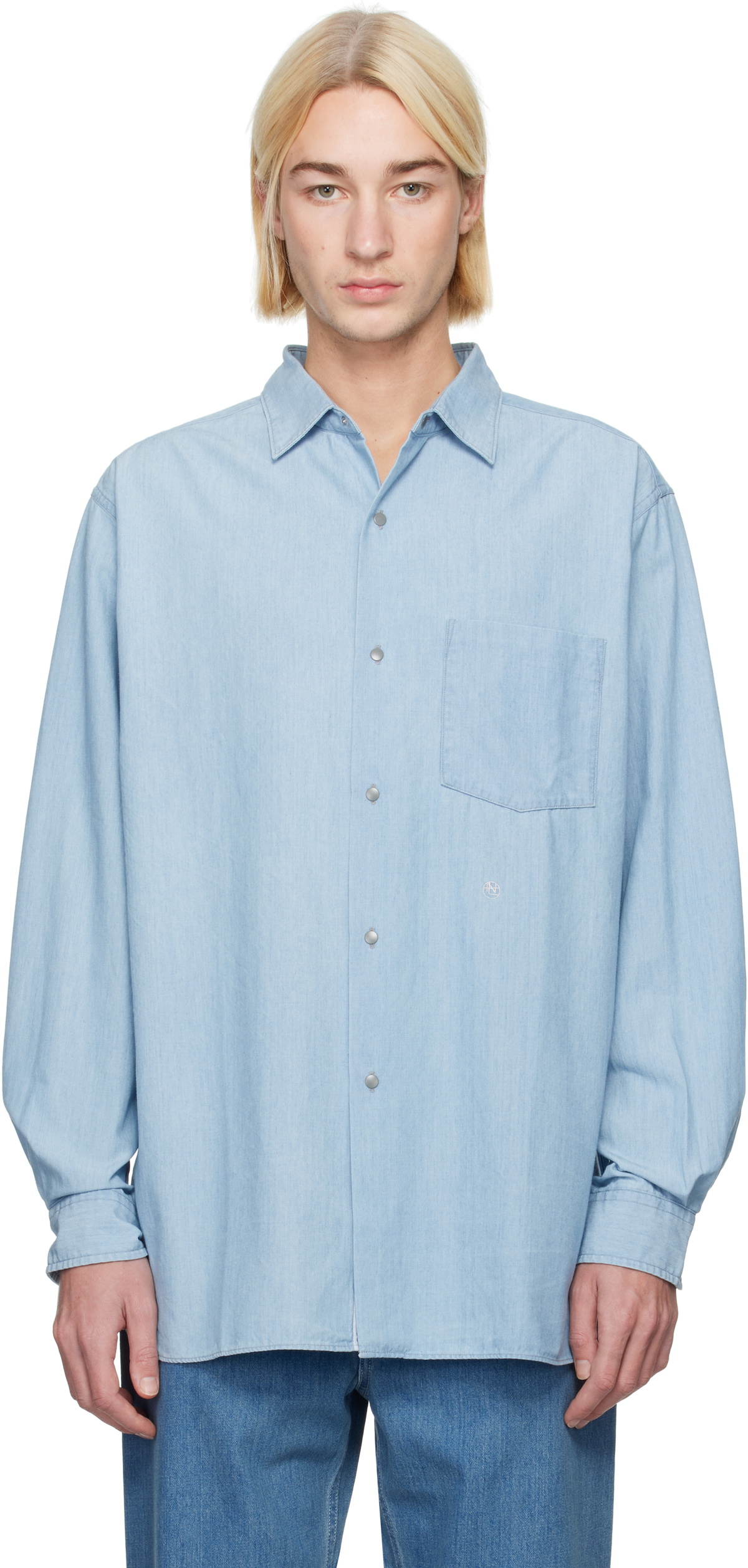 nanamica Blue Regular Collar Chambray Shirt Nanamica