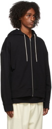 Jil Sander Black Cotton Zip Hoodie