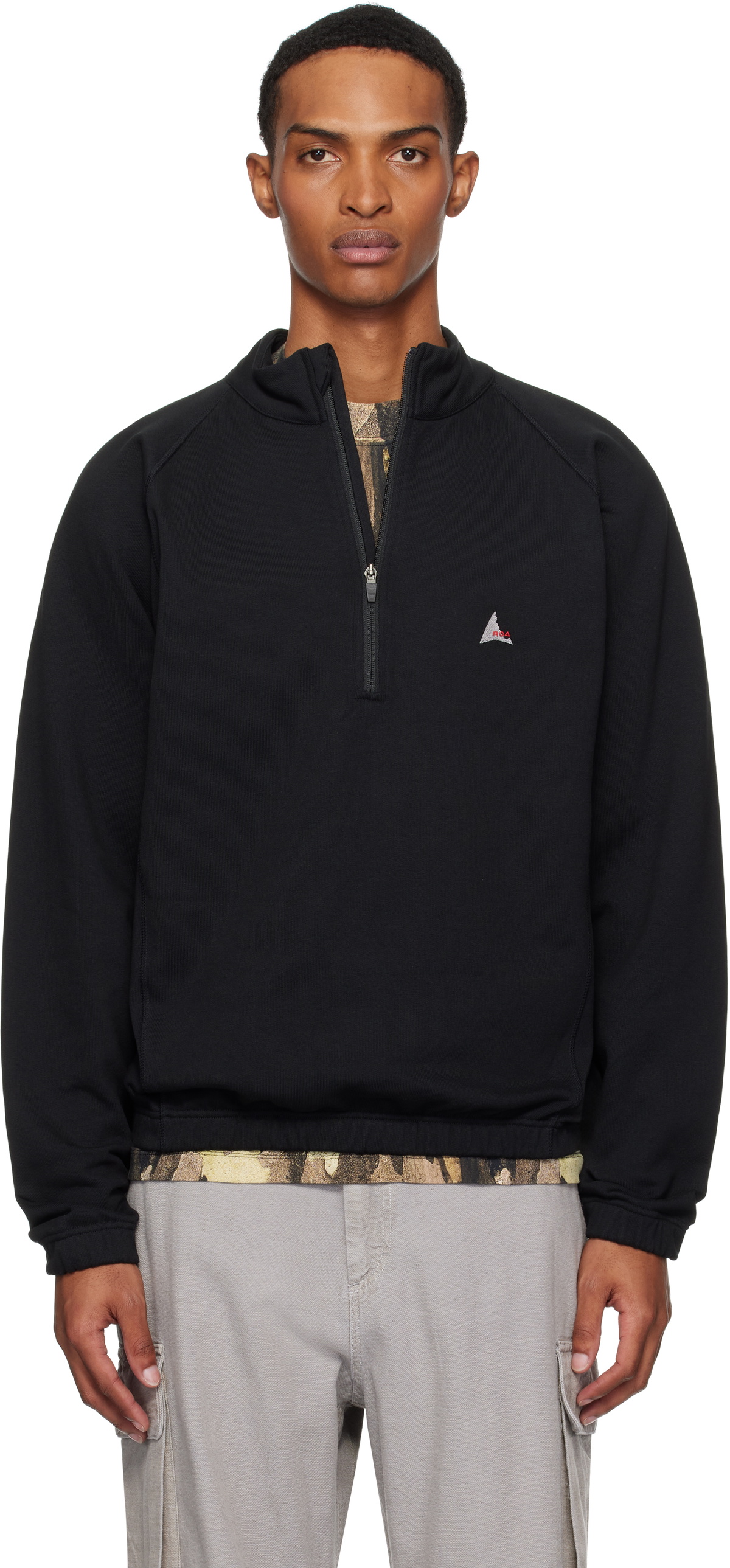 ROA Jersey Half Zip スウェット Sweatshirt ROA Half Zip Jersey Black RBMW092JY05 BLK0001