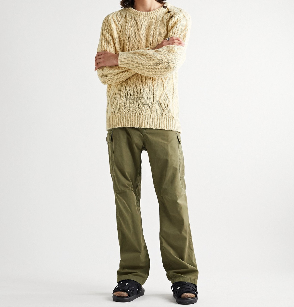 visvim - Bollard Button-Embellished Cable-Knit Wool Sweater