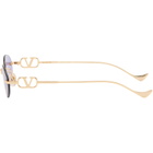 Valentino Gold Geometric Metal Sunglasses