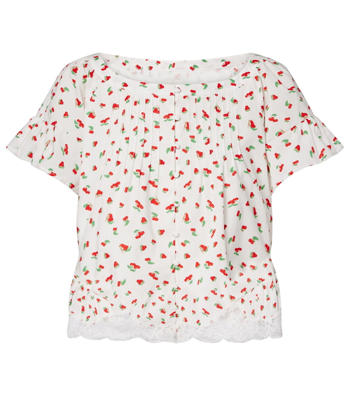 Photo: Posse Delia lace-trimmed printed cotton blouse