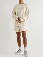 FEAR OF GOD ESSENTIALS - Oversized Logo-Appliquéd Cable-Knit Cotton-Blend Sweater - Neutrals