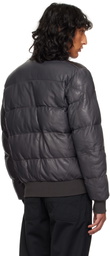 Parajumpers Gray Alf Leather Bomber Jacket