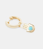 Robinson Pelham Orb Midi 14kt gold single hoop earring and Hamsa Hand Earwish with turquoise