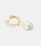Robinson Pelham Orb Midi 14kt gold single hoop earring and Hamsa Hand Earwish with turquoise