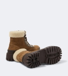 Balenciaga Shearling-lined suede lace-up boots