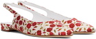 Manolo Blahnik Red & Off-White Sawra Ballerina Flats