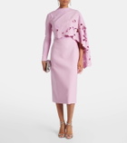 Oscar de la Renta Cape-detail wool-blend midi dress