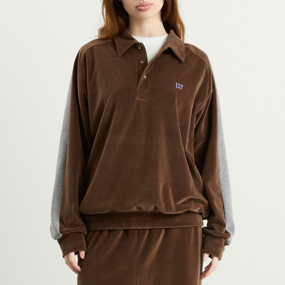 Needles Women's Side Line Pullover Shirt in Brown