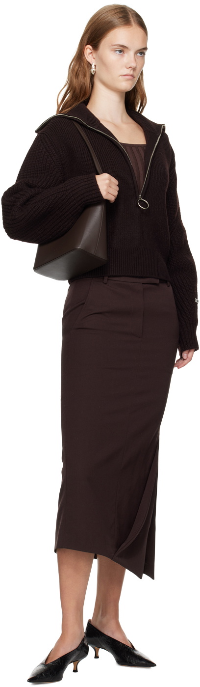 Recto Burgundy Asymmetric Midi Skirt