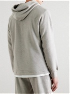 James Perse - Thermal Waffle-Knit Brushed Cotton and Cashmere-Blend Hoodie - Gray