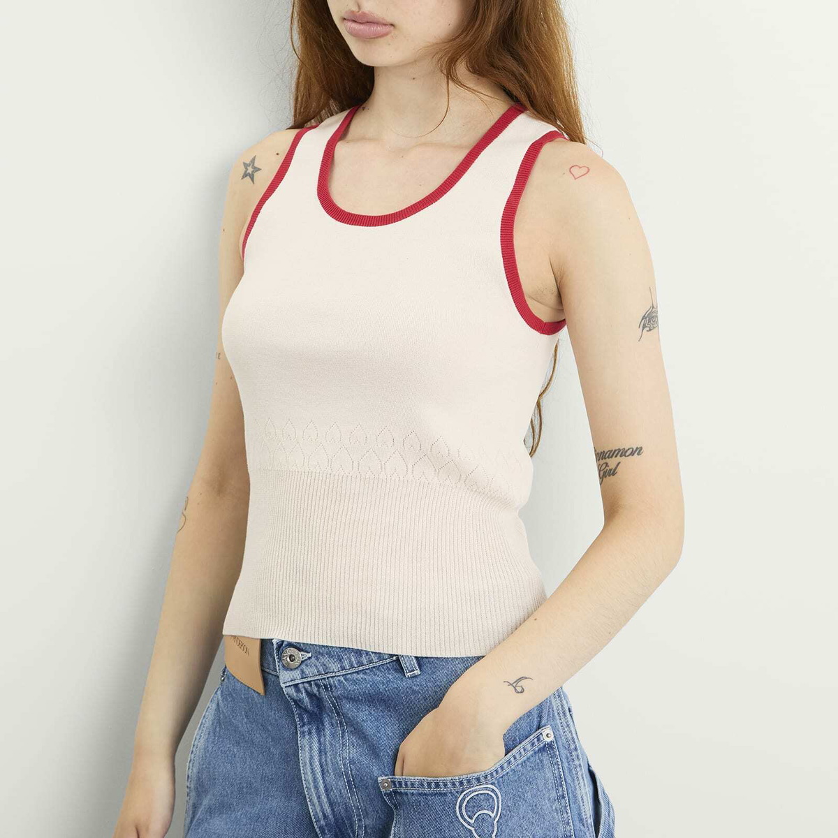 JW Anderson Women's Contrast Trim Vest in Ecru