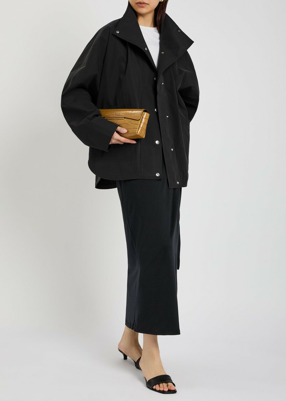 Toteme Funnel-neck Cotton-blend Poplin Jacket Black