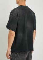 Satoshi Nakamoto Gridlock Embellished Distressed Cotton T-shirt Black Other