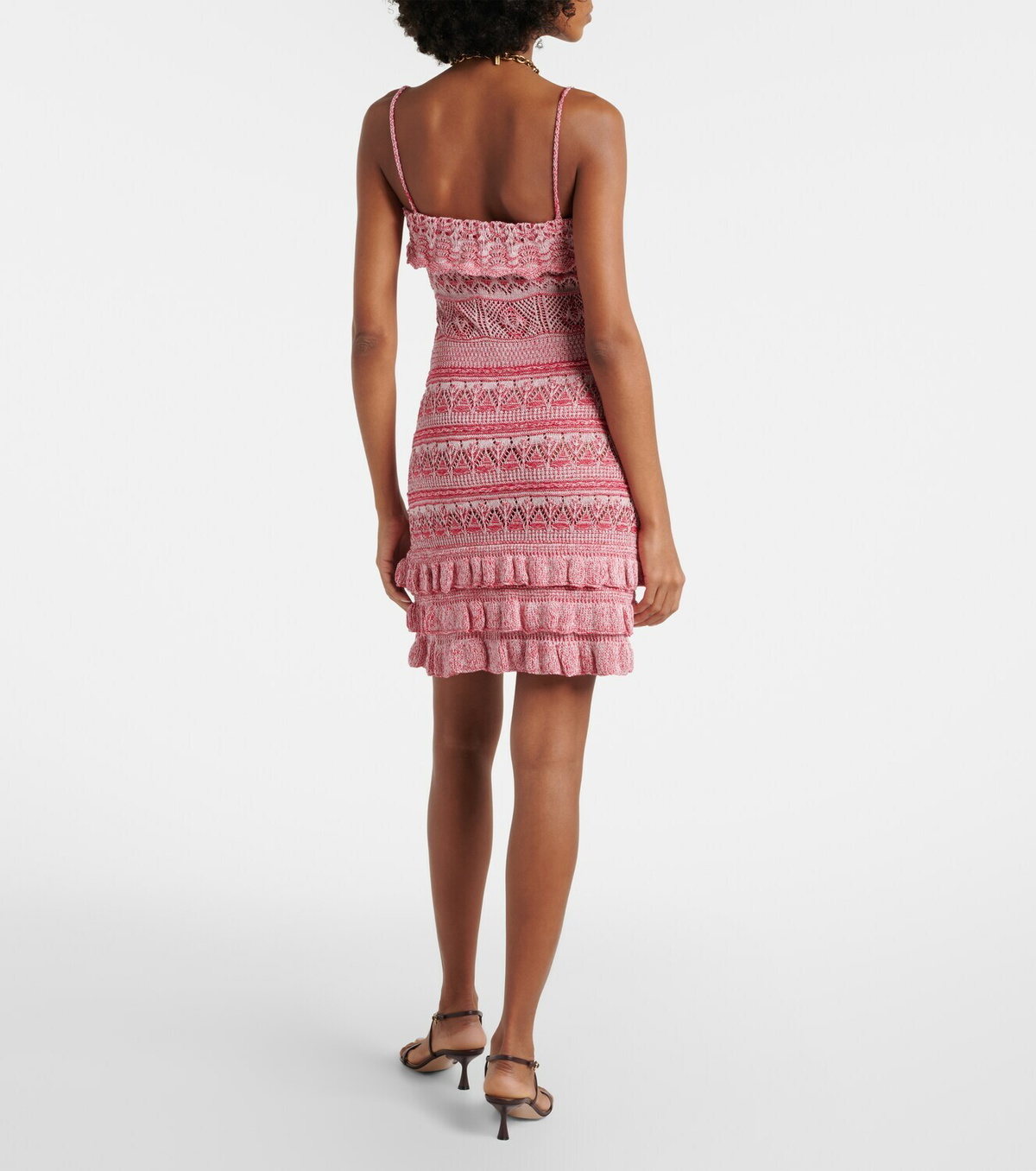 Etro Crochet ruffled cotton minidress