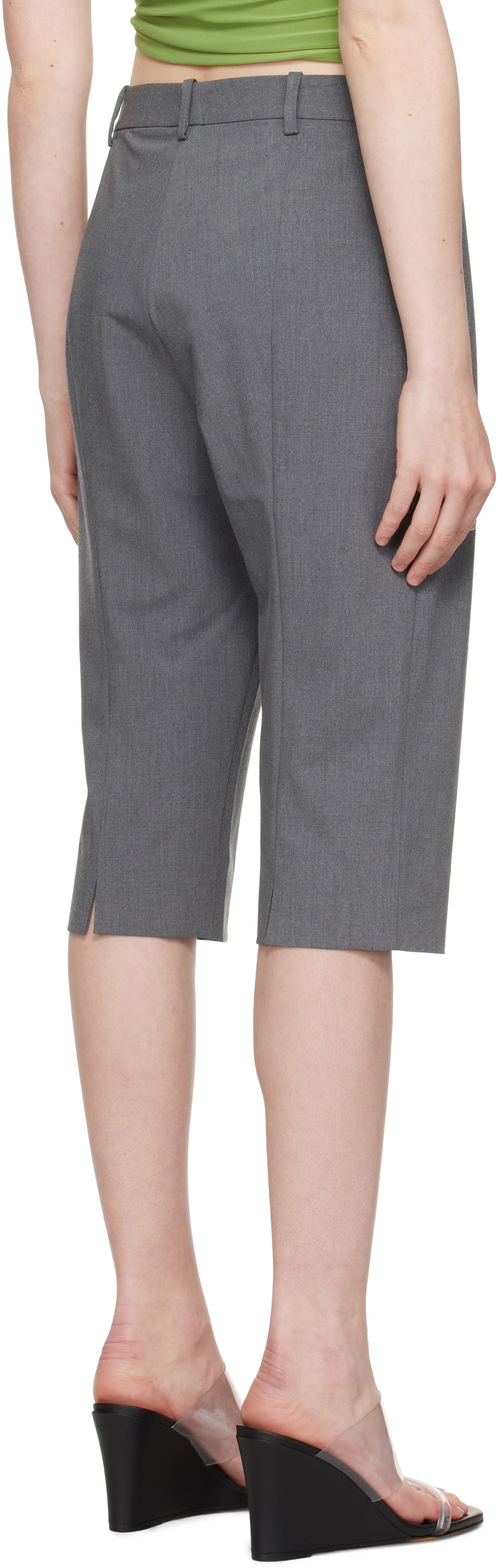 Sandy Liang Gray Melvin Capri Shorts