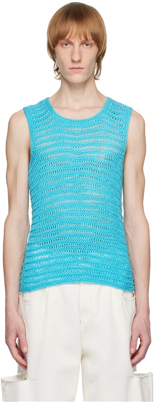 Photo: Situationist Blue Hand-Knit Tank Top