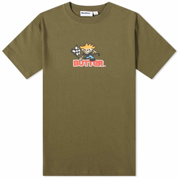 Photo: Butter Goods Men's Racing Logo T-Shirt in Army Green