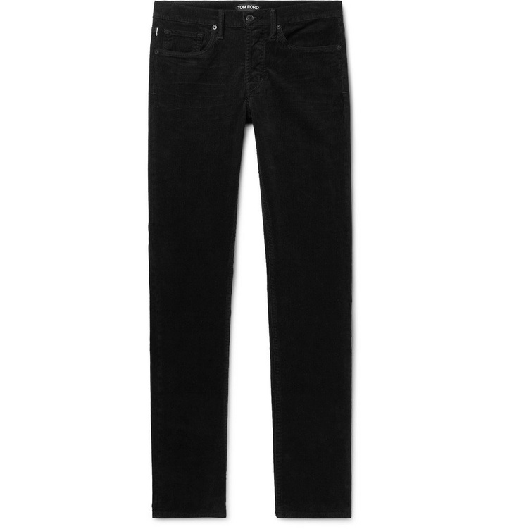 Photo: TOM FORD - Slim-Fit Stretch-Cotton Corduroy Trousers - Black