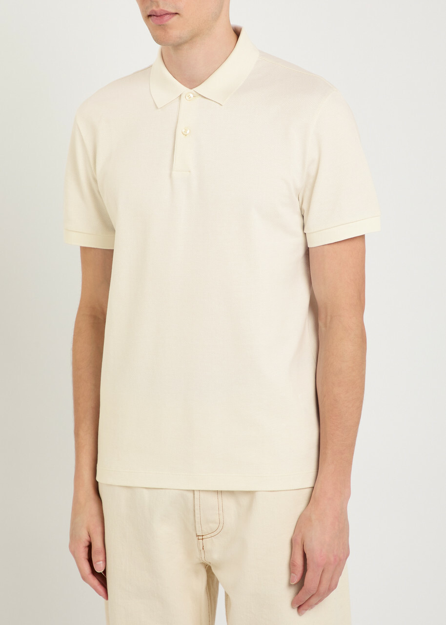 Boss Fine-knit Cotton Polo Shirt Beige