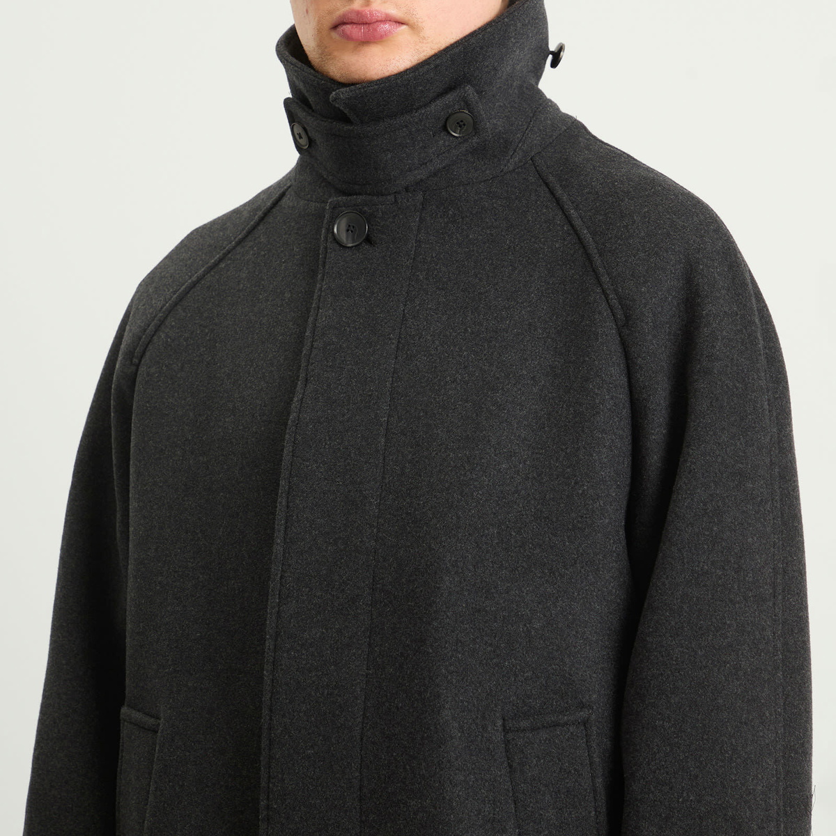 mfpen Men's Installation Coat in Grey Recycled Wool mfpen