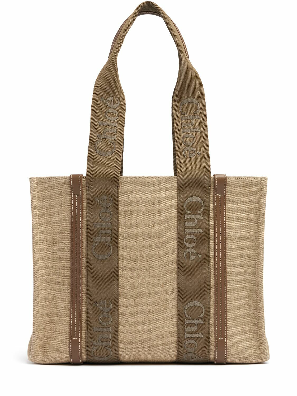 CHLOÉ Woody Linen Tote Bag