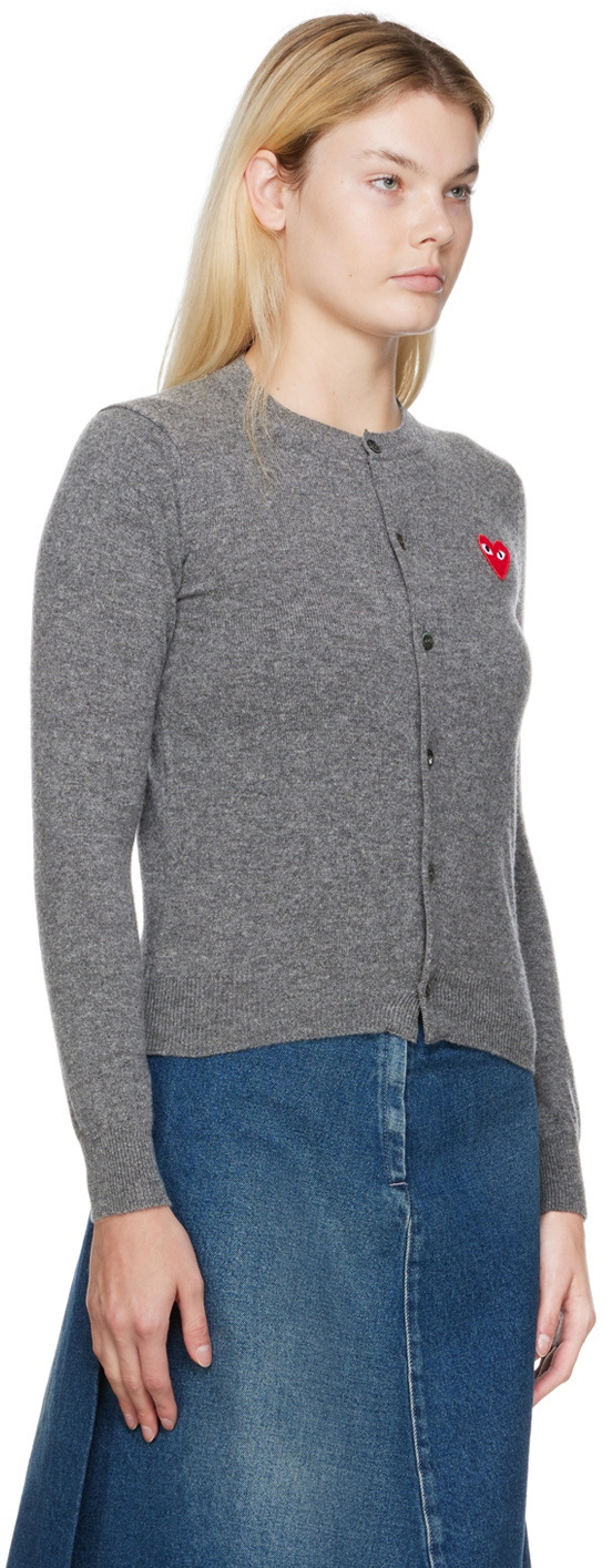 COMME des GARÇONS PLAY Gray Heart Patch Cardigan