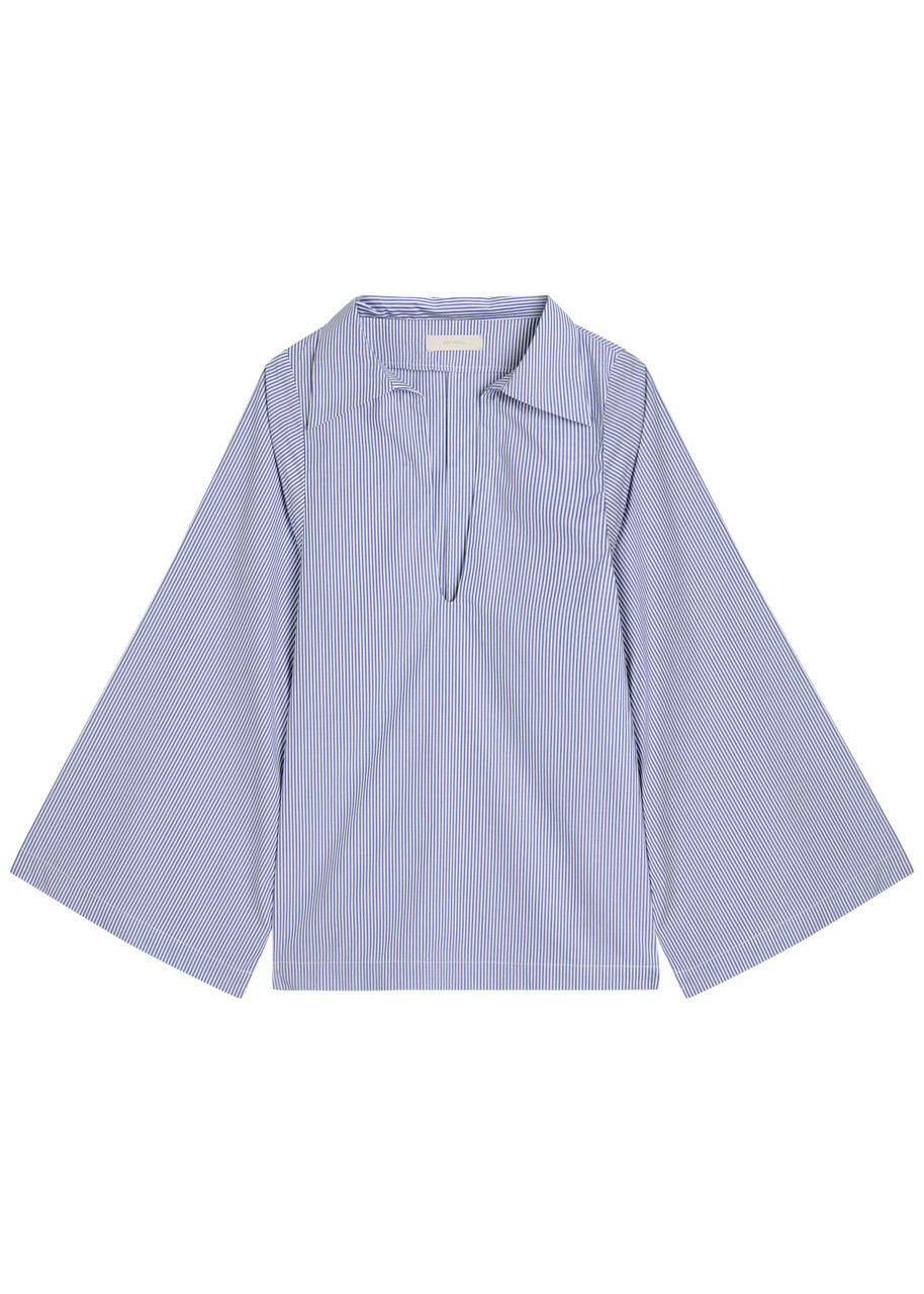 Faithfull The Brand Gaia Striped Cotton-poplin Blouse Blue